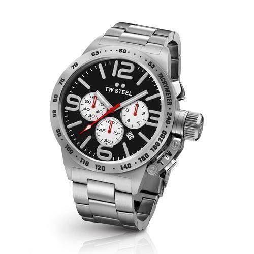 Image of sort m/hvid 45 mm Quartz med chronograph Herre ur fra TW Steel Canteen